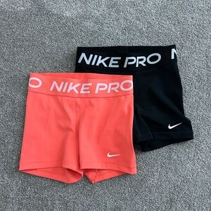 Nike Pro Women's Shorts - Black and Coral Size XS